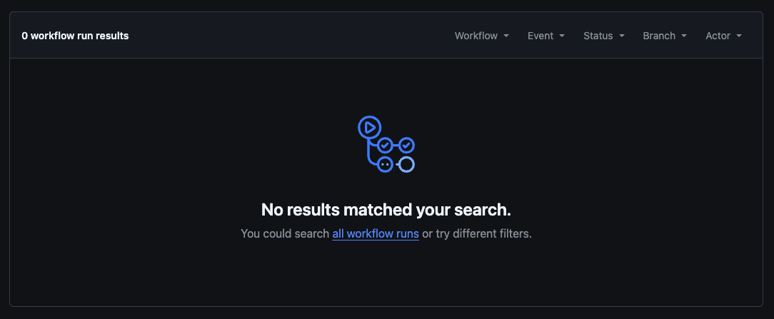 GitHub Actionsがworkflowを認識したが、まだ実行履歴がない画面