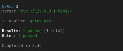 期待値を分けたあと、Eve evalが成功した画面